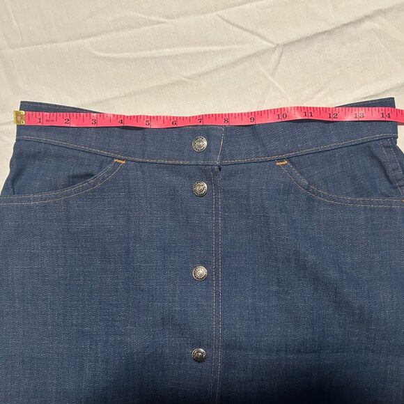 Vtg 70s Levi's Button Front Denim A-Line Skirt Made in USA Orange Label Size S/M - Picture 8 of 10